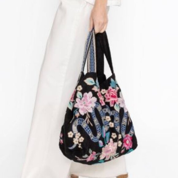 NWT Johnny Was Biya JWLA 3J Workshop Linen Edie Tote Embroidered Shoulder Bag - Picture 3 of 7